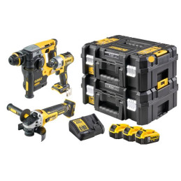 KIT 3 XR 18V  DCH273 tassellatore SDS-Plus 2,1J + DCF887 Avvitatore impulsi 1/4" + DCG405 Smerigliatrice 125mm + 3 x 5Ah