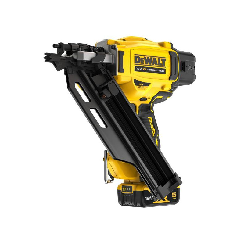 Chiodatrice per chiodi con testa a D, 18V. Motore BRUSHLESS 2 velocità. Caricatore in linea con angolo 30-34° - 2 x XR 18V 5Ah